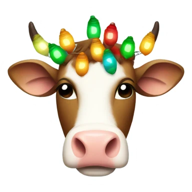 Cow wearing Christmas lights sticker