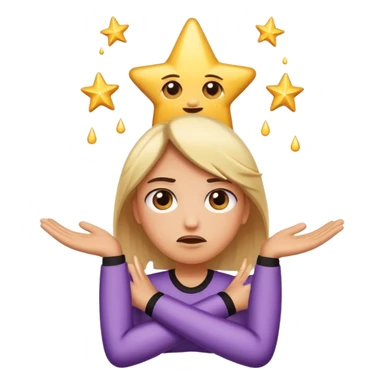 shooting star emoji with crossed arms and a dramatic eye roll, dripping with sarcastic frustration sticker