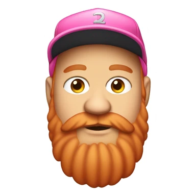 fat white guy with a big and poofy red beard and a pink snapback hat sticker