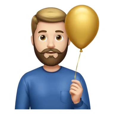 Bearded man hold gold balloon sticker