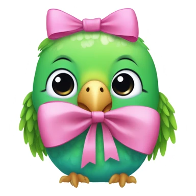 Parakeet wearing a big pink bow sticker