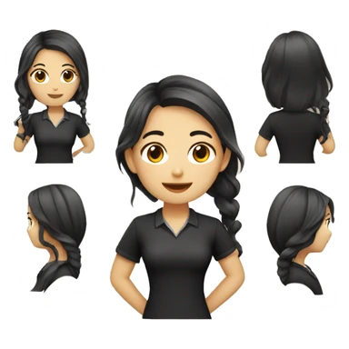 Asian wavy hair girl wearing black shirt teacher  sticker