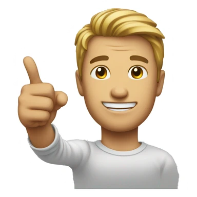 man smiling and pointing finger down sticker