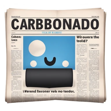 a large newspaper open in front of The newspaper has the title “Carbonado” in bold letters The background is minimaliste  sticker