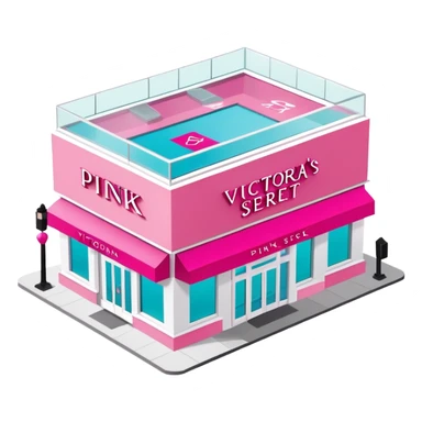 isometric exterior view victoria's secret pink store sticker