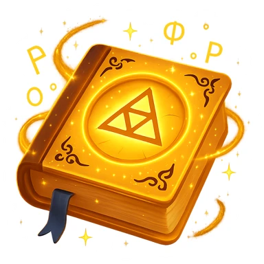 Make the mystic yellow book even more mystical in the style of apple emojis. Add a glowing magical aura, floating runes, swirling sparkles, and mysterious energy around the book. Keep no background. sticker