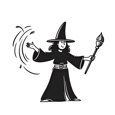 Wizard casting spell in medieval village sticker