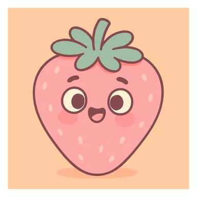 pink strawberry with a cute face, soft colors and friendly expression, pastel toon style sticker