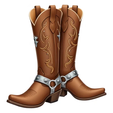 traditional brown leather cowboy boots with decorative stitching and spurs sticker
