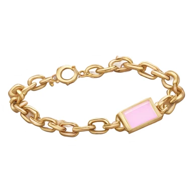 realistic dainty gold chain bracelet with light pink accents sticker