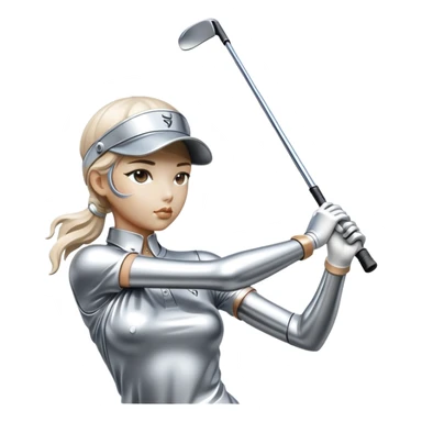 sorayama girl statue golfing sticker