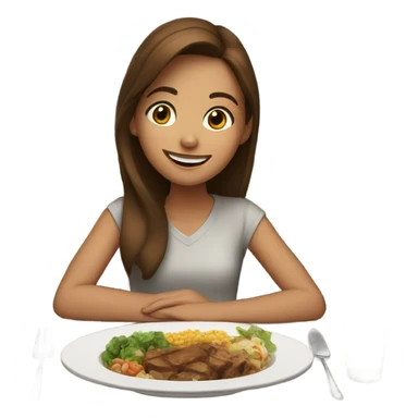 Brown hair Girl dinner sticker