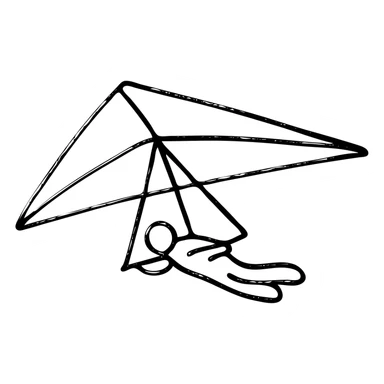 hand drawn outlined hang glider icon sticker