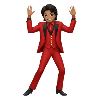 Maichel jackon bailando con un traje rojo y negro con pose en mano en los huevos sticker