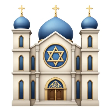 reform jewish synagogue similar in architecture to historical churches (pretty and magnificent), white in color, in ios emoji style sticker