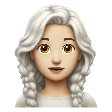 realistic portrait of girl with white hair sticker