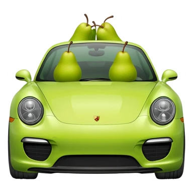 plain pear in a porshce withe black rims sticker