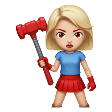 red glitter angry girl with a giant hammer sticker