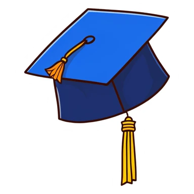 blue graduation cap with yellow tassel sticker
