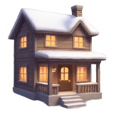 Cute cozy house with snow sticker