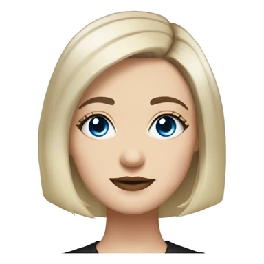 waist-length portrait, looking up, Slavic adult woman, goth eyes makeup, blue eyes, medium bob black-to-blonde ombre straight hair, white T-shirt and black office jacket. sticker