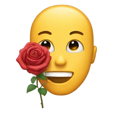 emoji with a rose in its mouth sticker
