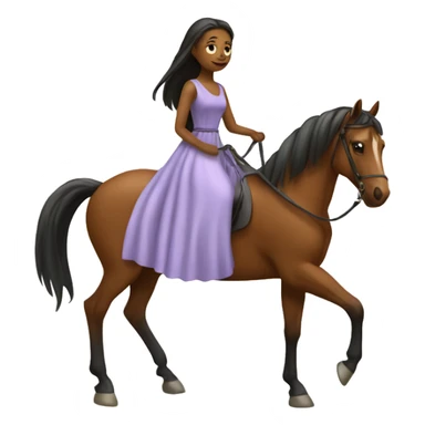 Horse with a girl in a long dress riding him  sticker