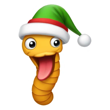 Worm wearing Christmas hat sticker