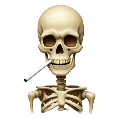 beige skeleton with a cigarette in his mouth sticker