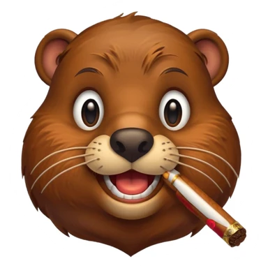 cartoon beaver face holding a cigar sticker