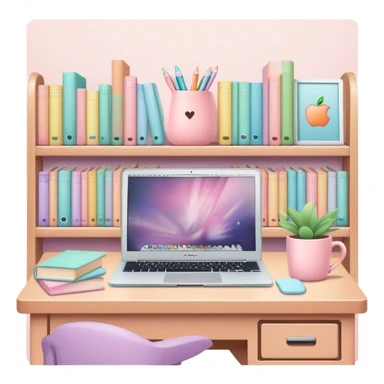 cute pastel library with mac laptop in it sticker