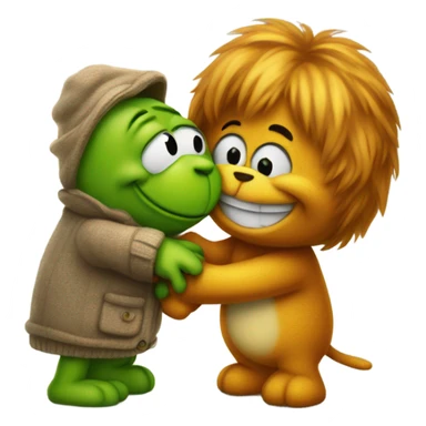 Garfield and Kermit hugging sticker