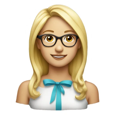 pretty blonde girl with glasses and  birthday hat sticker