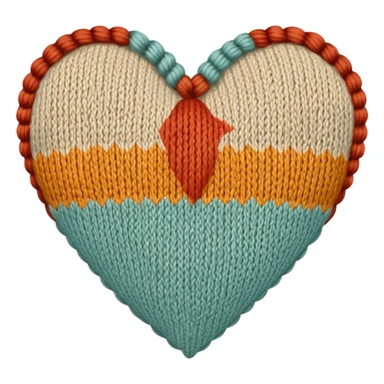 Vintage Patterned, Knitted, neutral colored heart  sticker