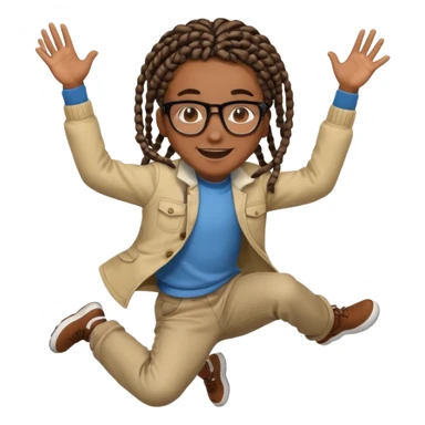 black boy with glasses and box braids jumping sticker