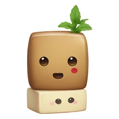 cute tofu block placed next to cute soy sauce bottle  sticker