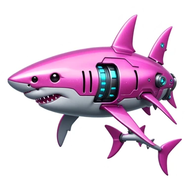 glitter mech shark pink cyberpunk sticker