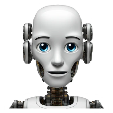 Text base no background line circuits that look like a humanoid robot AI sticker