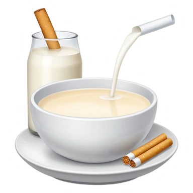 Loads of cigarettes in a bowl with milk sticker