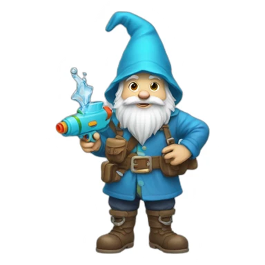 gnome holding water gun sticker