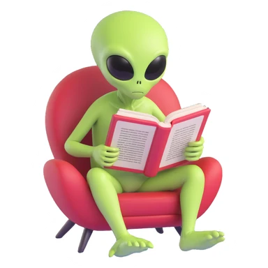alien reading sticker