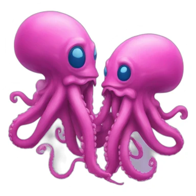 a blue kraken kissing an another pink kraken sticker