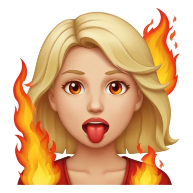 Woman with blond hair with fire in mouth sticker