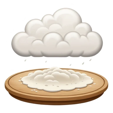 spilled flour on circular wooden plate slightly curved edges sticker