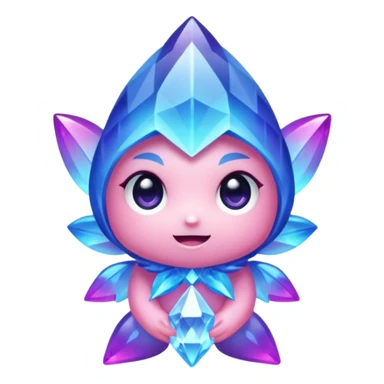 kawaii chibi style crystal sprite creature that is purple, blue, and pink  sticker