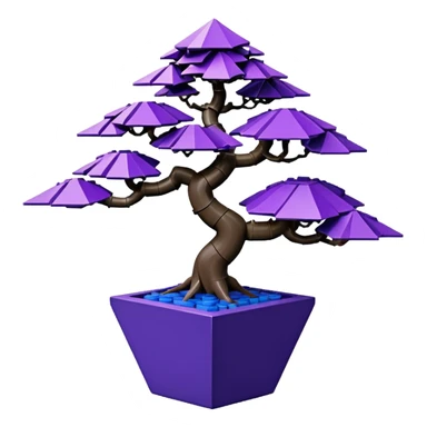  small short cascade black indigo bonsai pot plant purple shinku maple Lego with triangular angular faceted asymmetrical originally shaped body  sticker