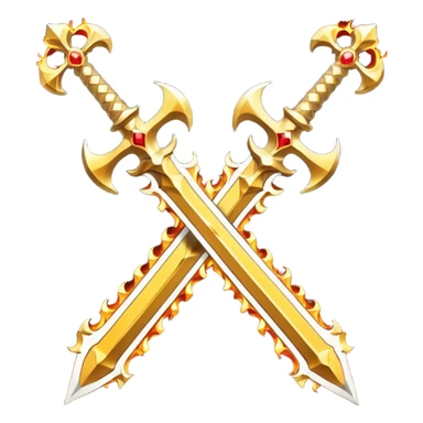 Two fiery royal golden swords in a cross sticker