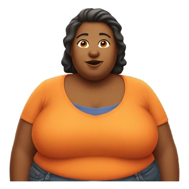 Fat woman emoji with orange shirt that says LEM sticker
