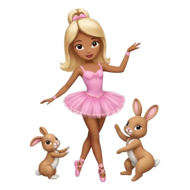 Brown skin blonde hair barbie ballerina with bunny  sticker