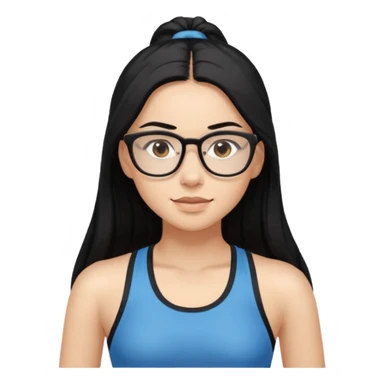 girl with long black hair, brown eyes, wearing glasses and working out sticker